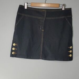 BisouBisou skirt women's size 12 black false pockets trendy denim mini skirt